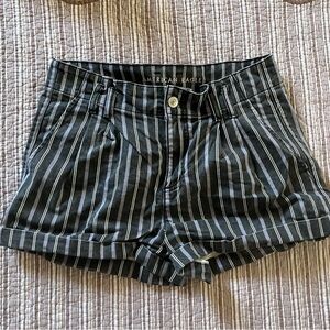 American Eagle Outfitters Black Shorts with White Pinstripes - High Waist